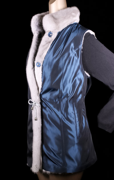 Full-Skin Mink Vest Reversible to Taffeta Rainwear