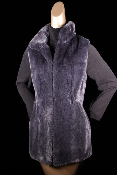 Full-Skin Mink Vest Reversible to Taffeta Rainwear