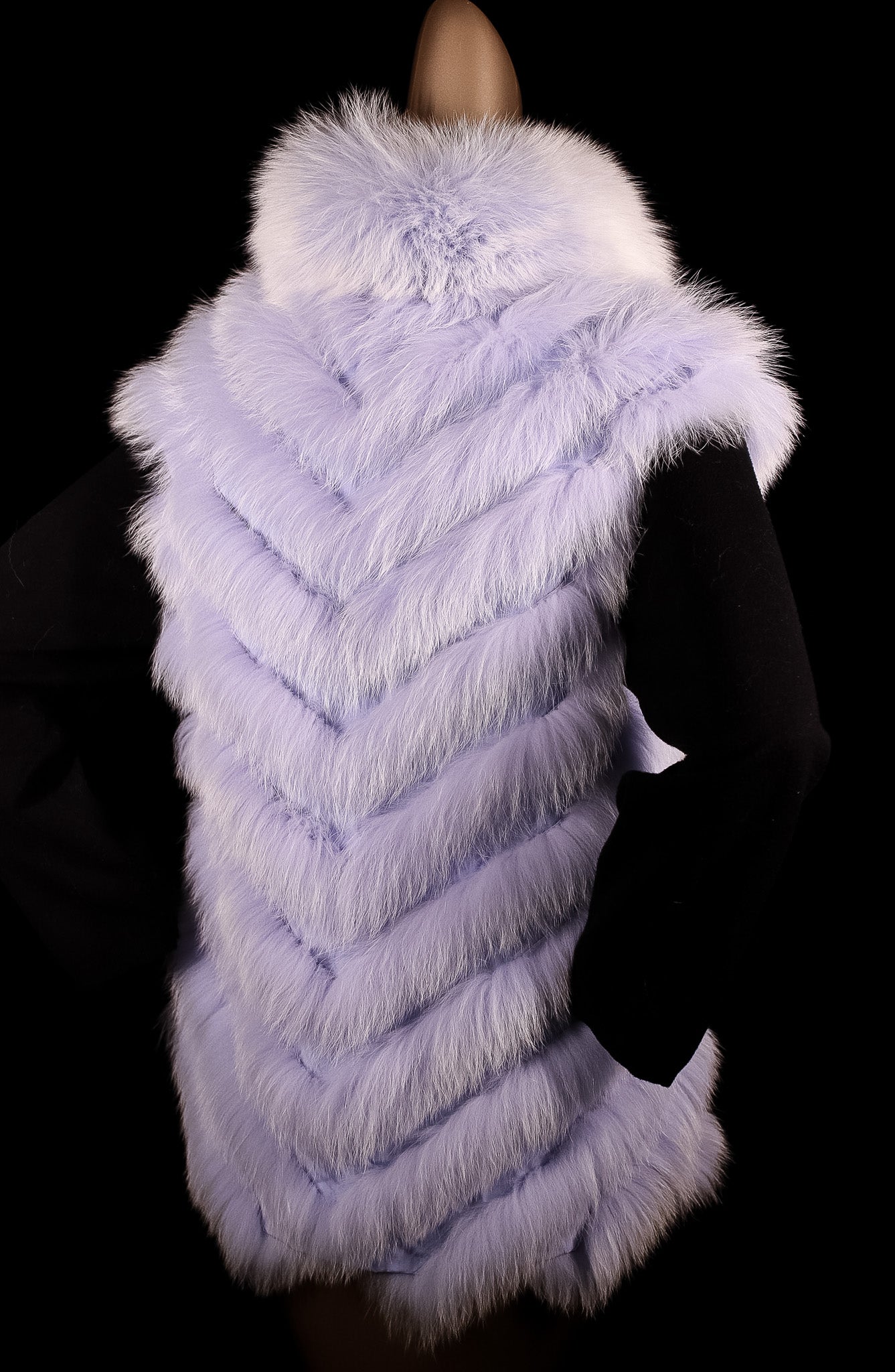 Chevron-Striped Fox Vest Reversible to Silk