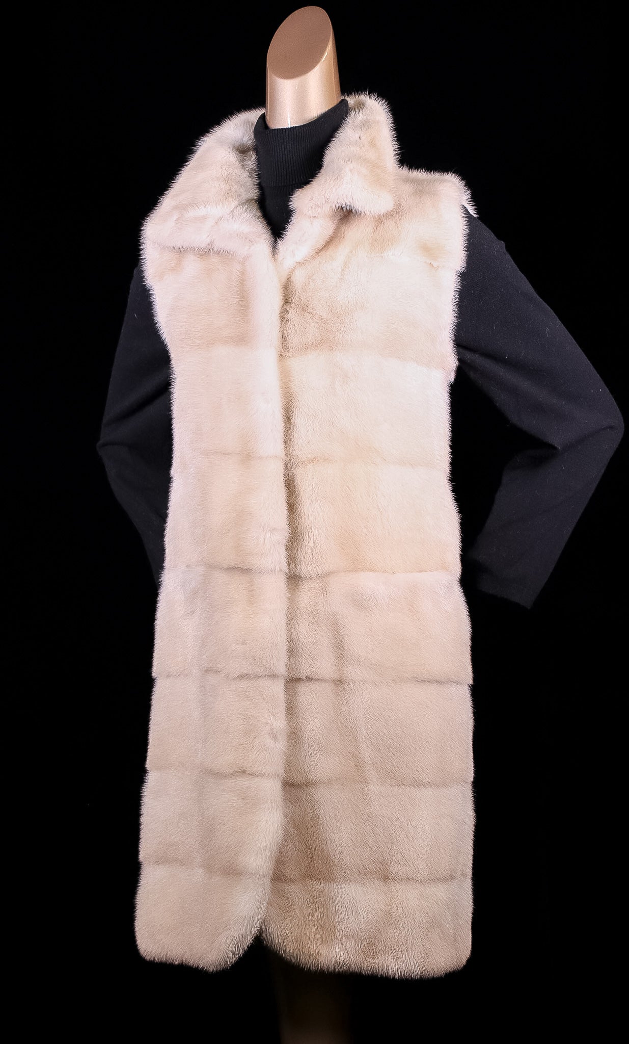 Long Horizontal-Paneled Mink Vest