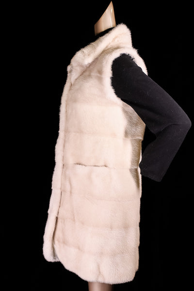 Long Horizontal-Paneled Mink Vest