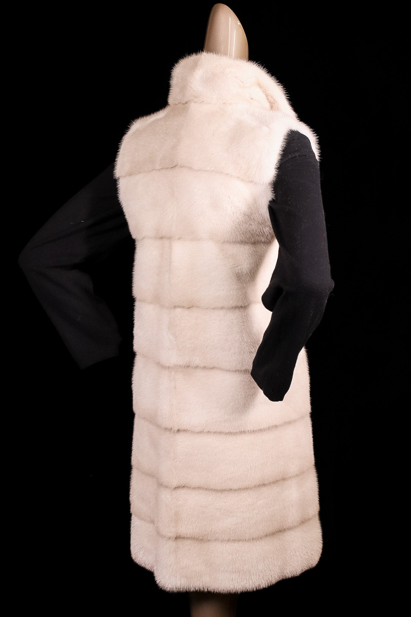 Long Horizontal-Paneled Mink Vest