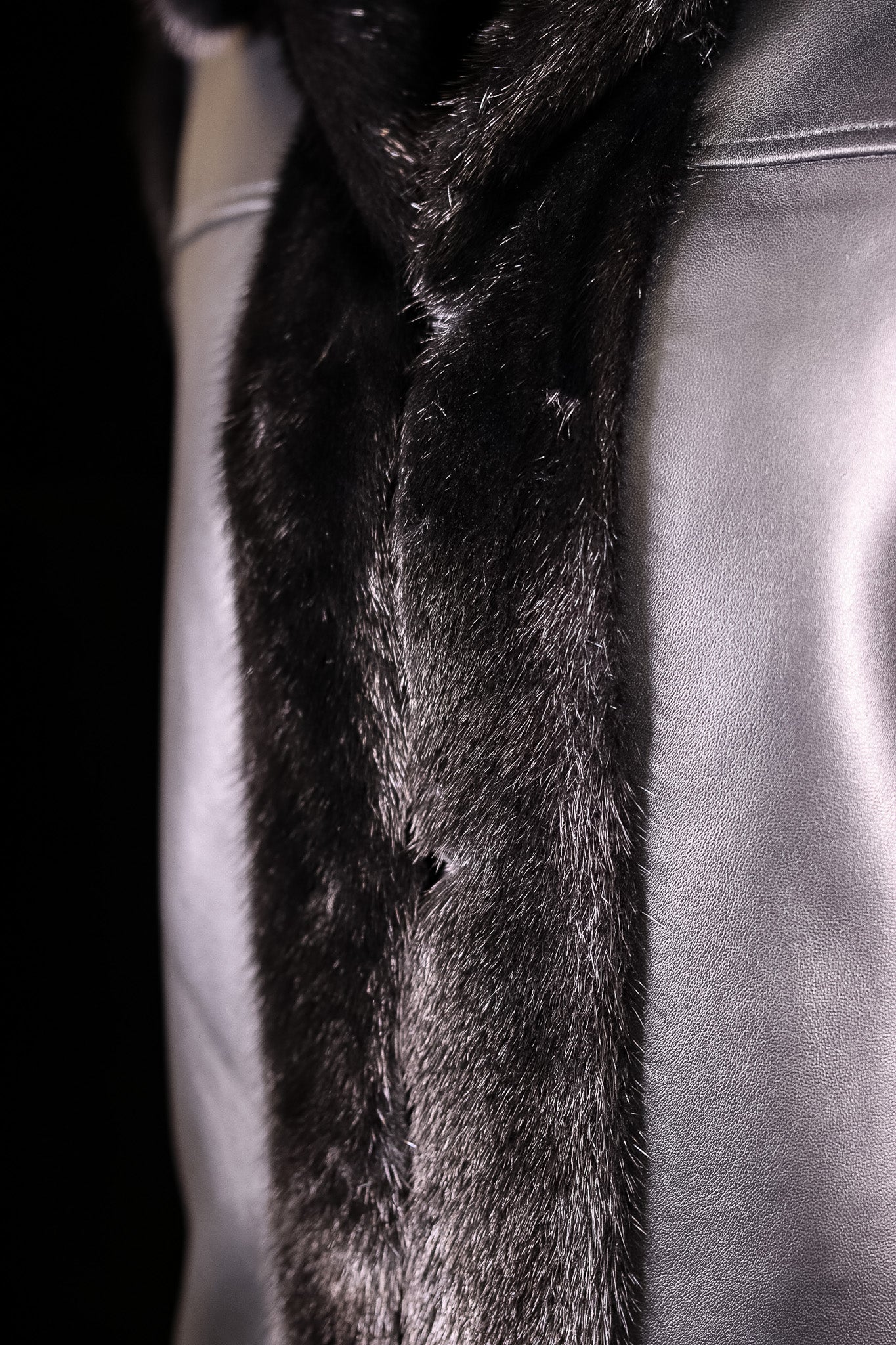 Italian Lamb Leather Vest Reversible to Full-Skin Mink