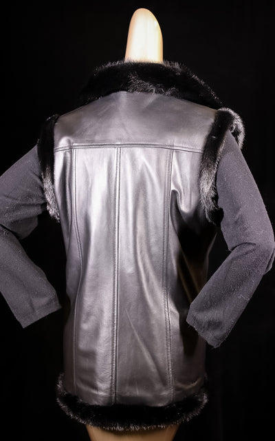 Italian Lamb Leather Vest Reversible to Full-Skin Mink
