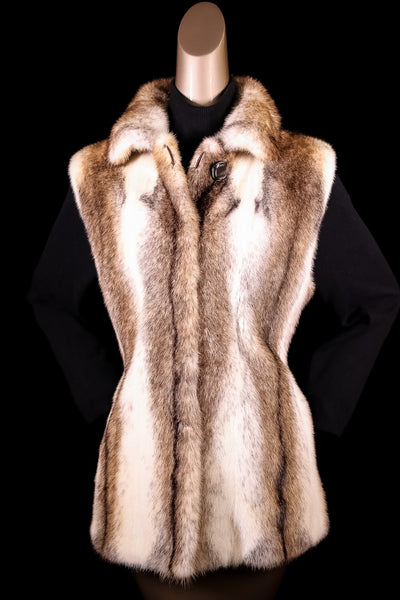 Bleached Blush Cross Mink Vest Reversible to Taffeta Rainwear