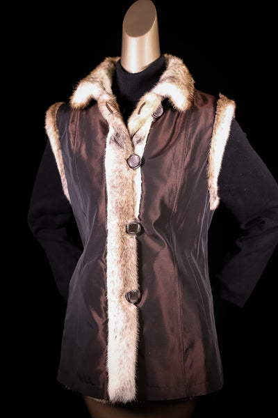 Bleached Blush Cross Mink Vest Reversible to Taffeta Rainwear
