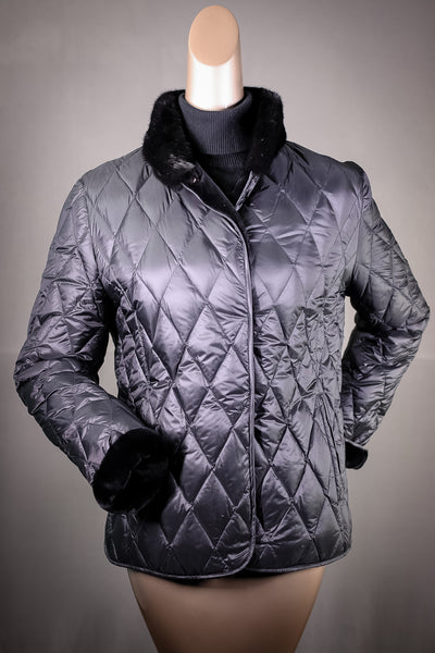 Full-Skin Sheared Mink Long Jacket Reversible to Quilted Puffer