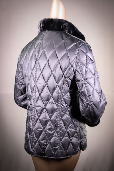 Full-Skin Sheared Mink Long Jacket Reversible to Quilted Puffer
