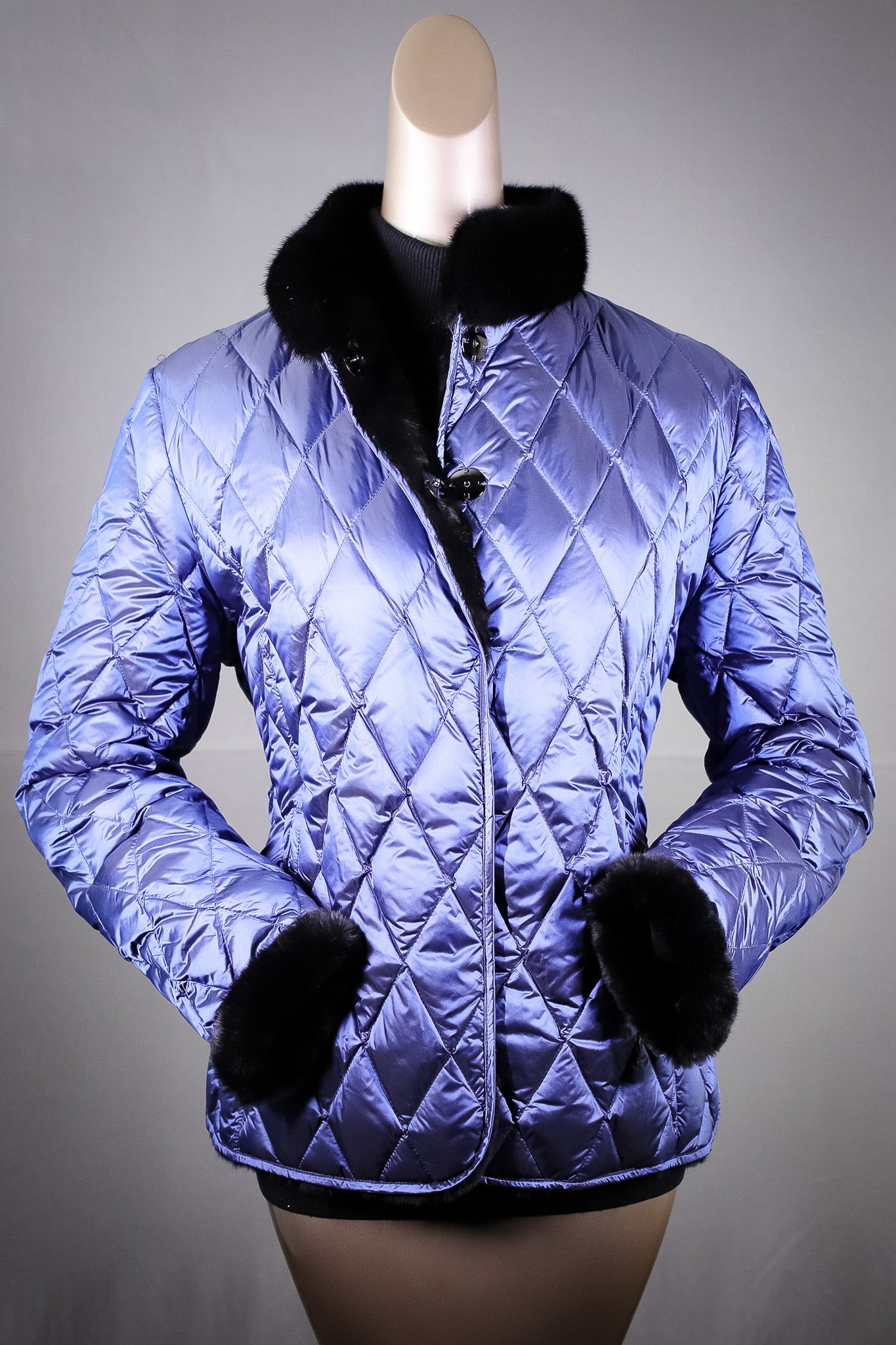 Full-Skin Sheared Mink Long Jacket Reversible to Quilted Puffer
