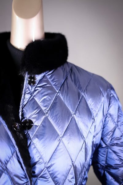 Full-Skin Sheared Mink Long Jacket Reversible to Quilted Puffer