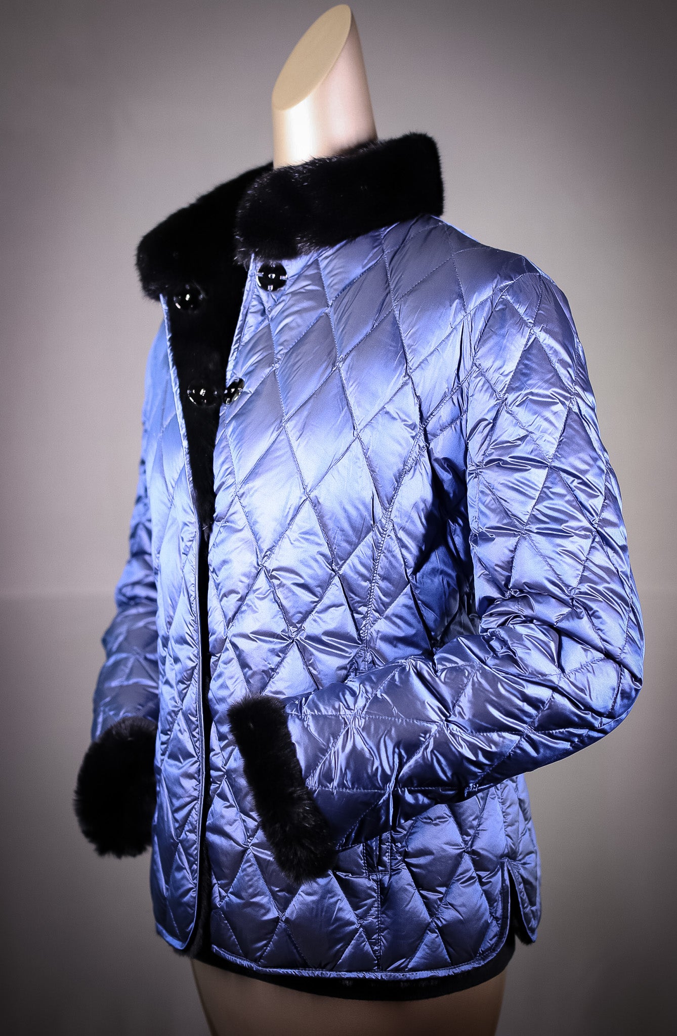 Full-Skin Sheared Mink Long Jacket Reversible to Quilted Puffer