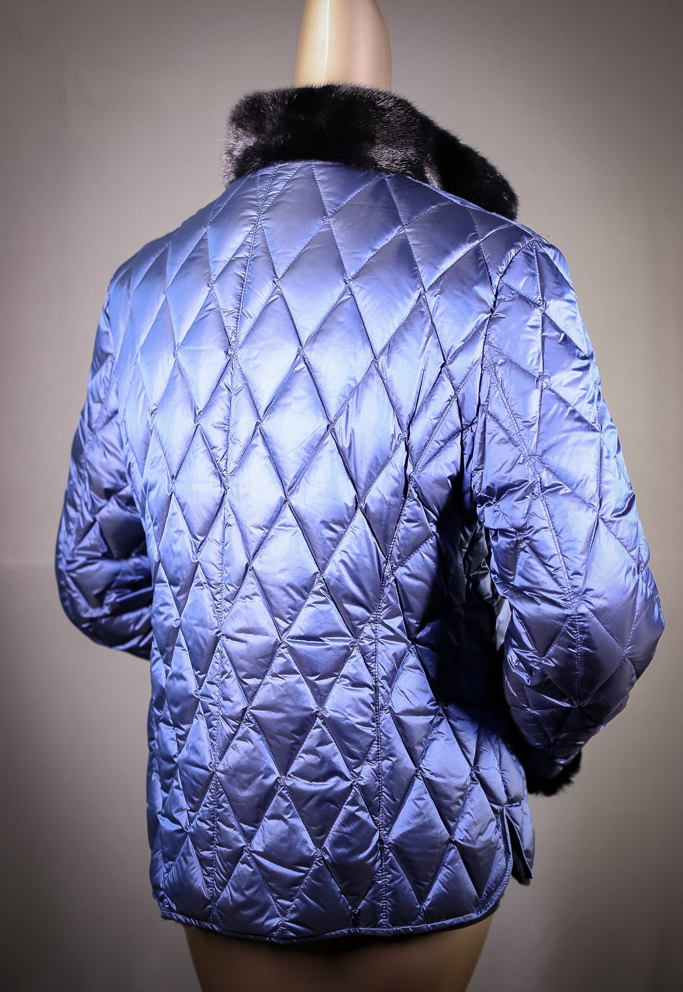 Full-Skin Sheared Mink Long Jacket Reversible to Quilted Puffer