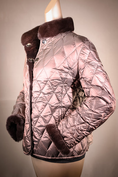 Plucked Mink Jacket Reversible to Quilted Puffer