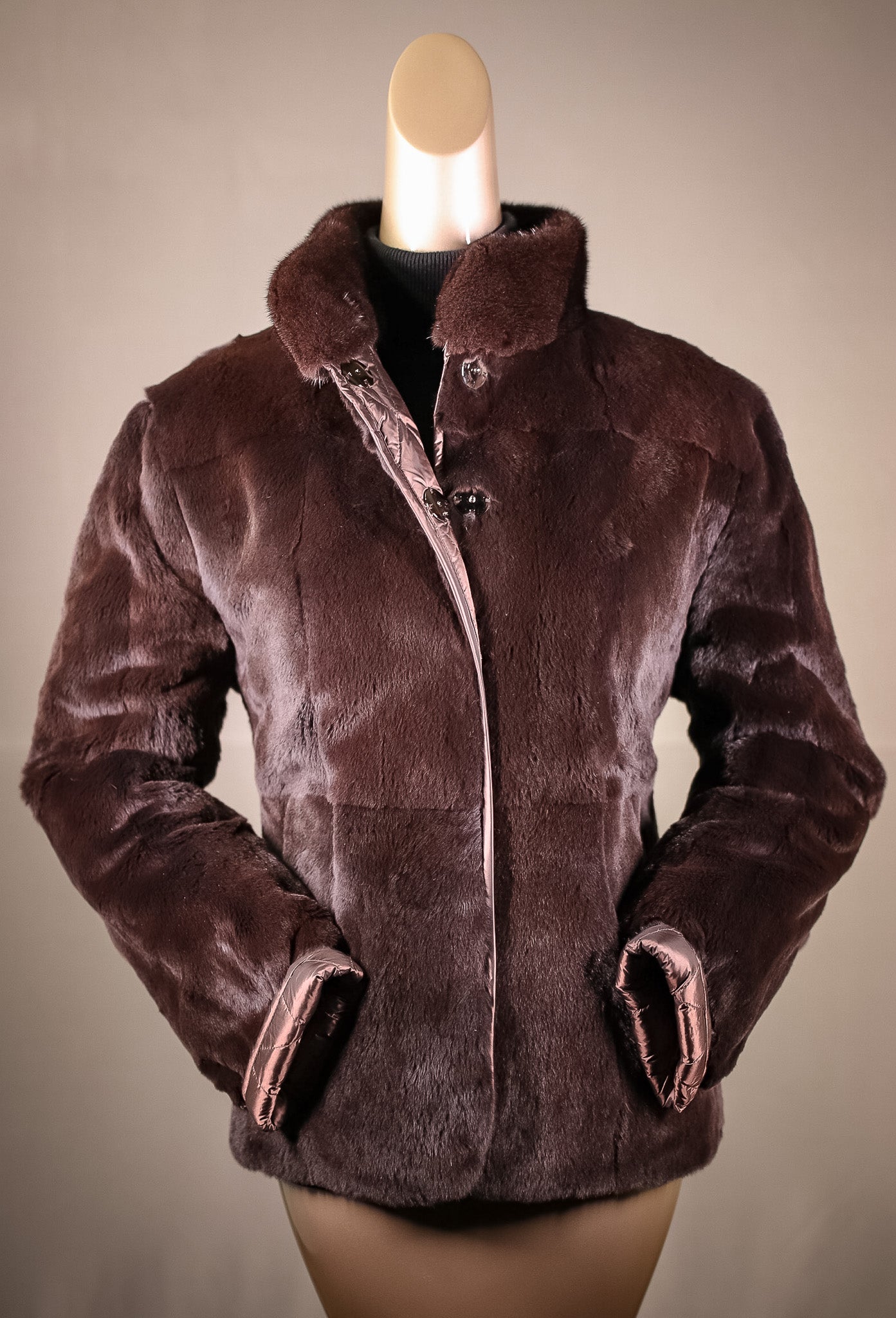 Plucked Mink Jacket Reversible to Quilted Puffer