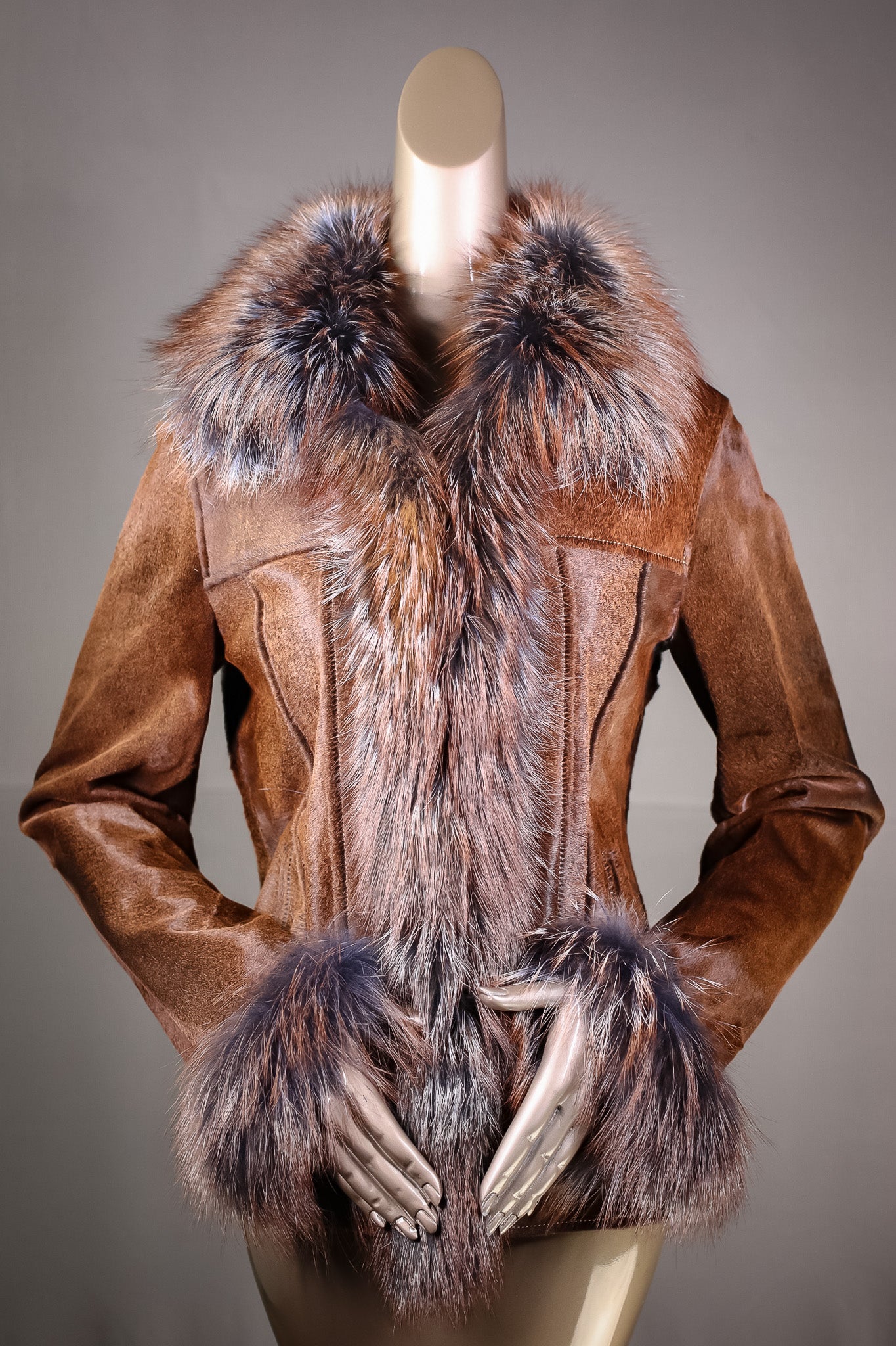 Calf Skin with Silver Fox Tuxedo and Cuff