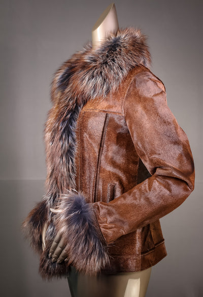 Calf Skin with Silver Fox Tuxedo and Cuff