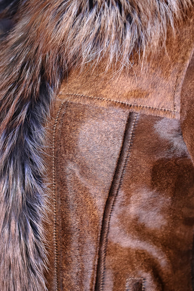 Calf Skin with Silver Fox Tuxedo and Cuff