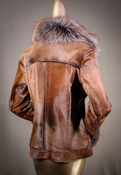 Calf Skin with Silver Fox Tuxedo and Cuff