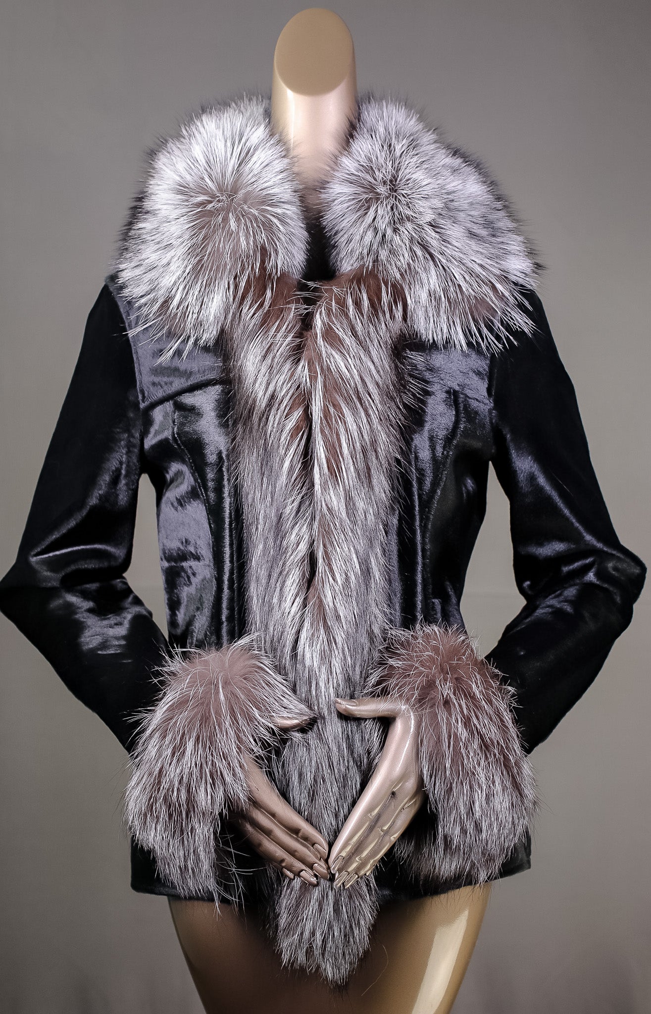 Calf Skin with Silver Fox Tuxedo and Cuff