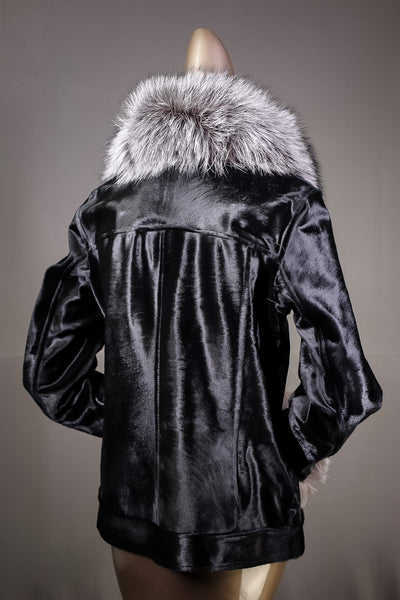 Calf Skin with Silver Fox Tuxedo and Cuff