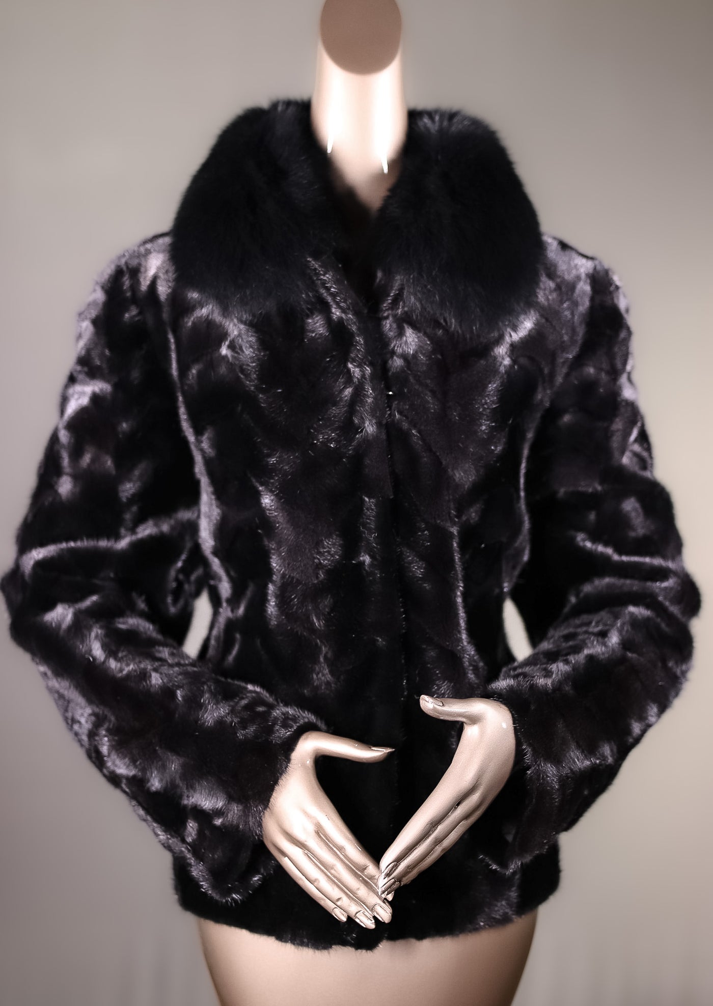 Sectional Mink Jacket with Fox Collar