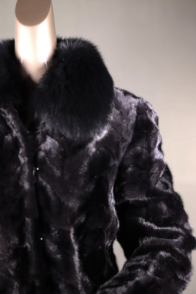 Sectional Mink Jacket with Fox Collar