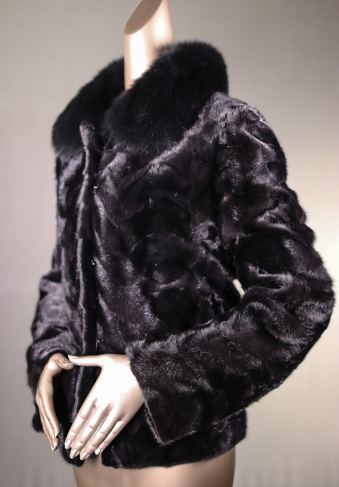 Sectional Mink Jacket with Fox Collar