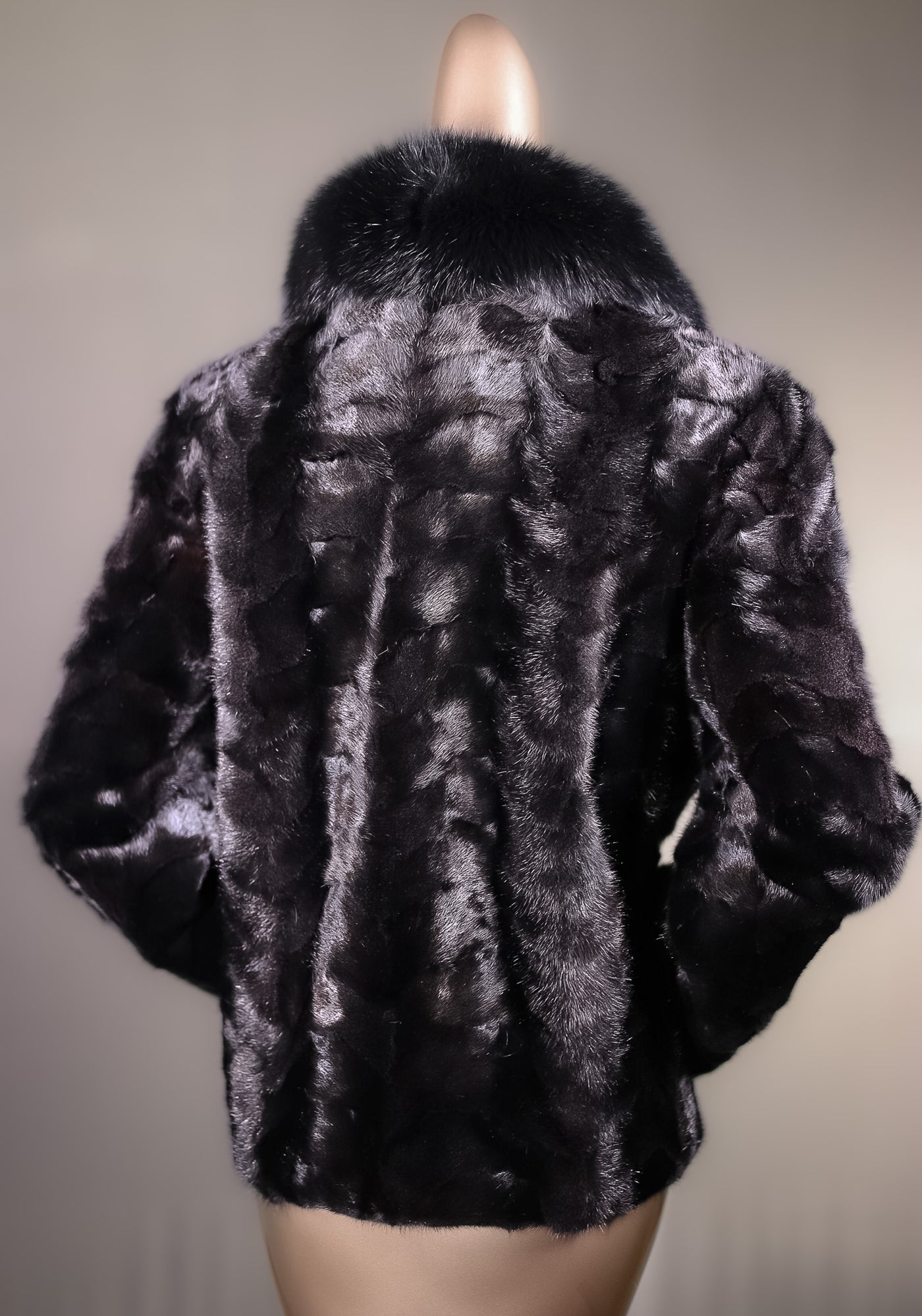 Sectional Mink Jacket with Fox Collar