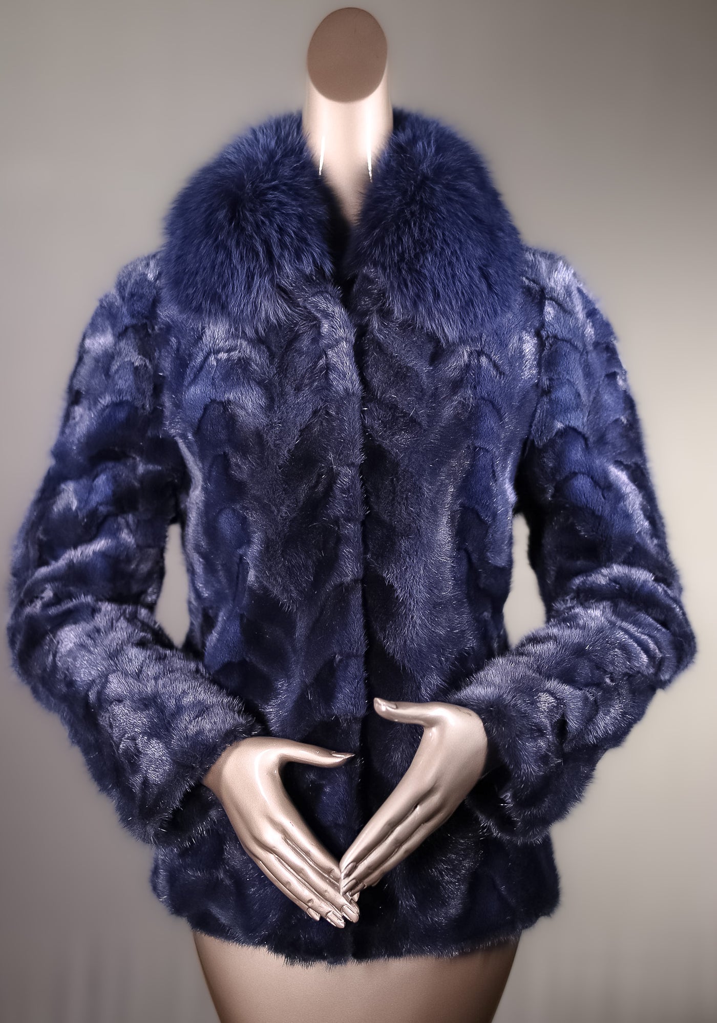 Sectional Mink Jacket with Fox Collar