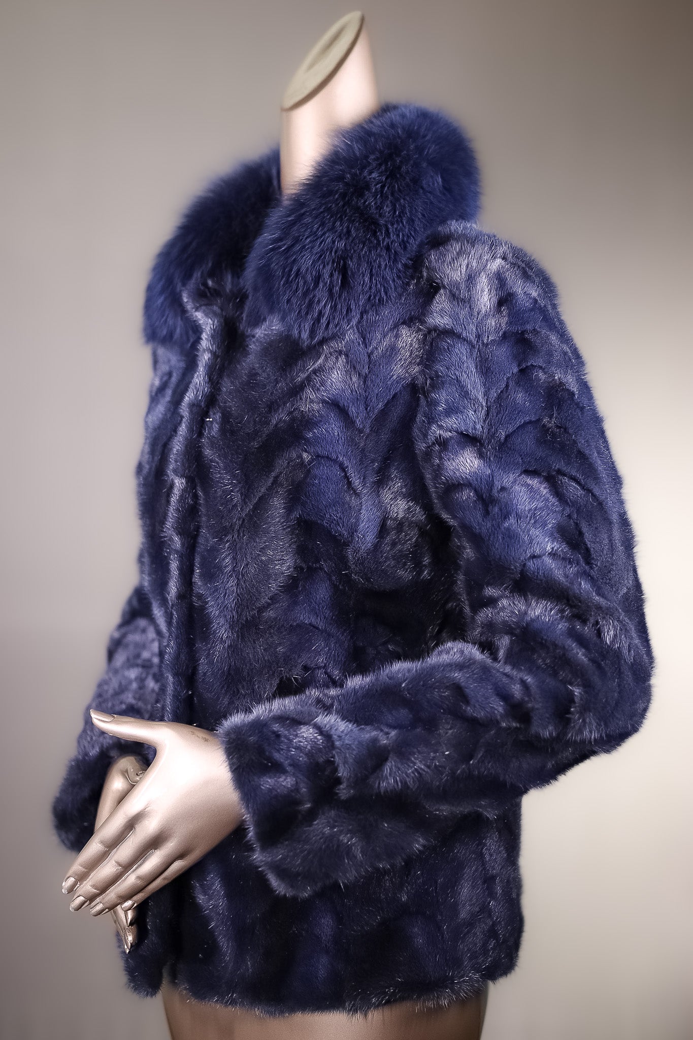 Sectional Mink Jacket with Fox Collar