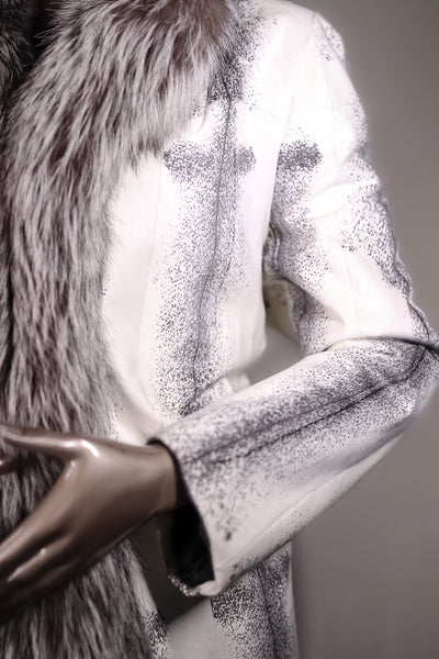 Cross Goat Skin Jacket with Silver Fox Tuxedo