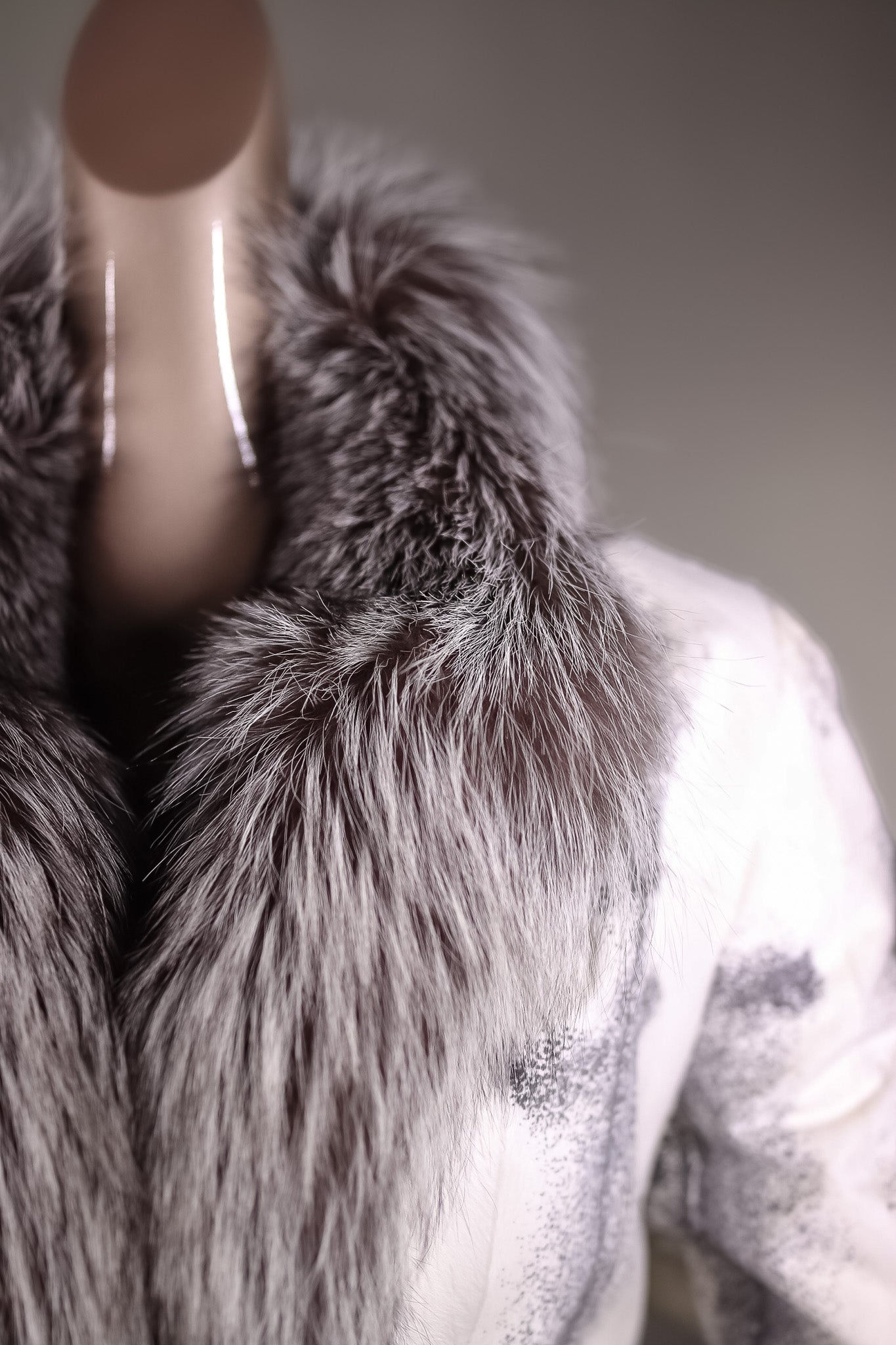 Cross Goat Skin Jacket with Silver Fox Tuxedo