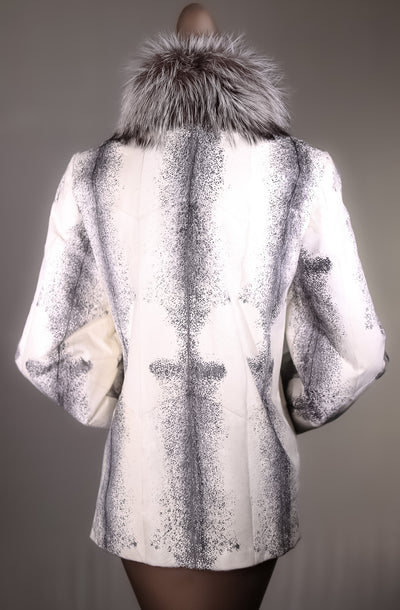 Cross Goat Skin Jacket with Silver Fox Tuxedo