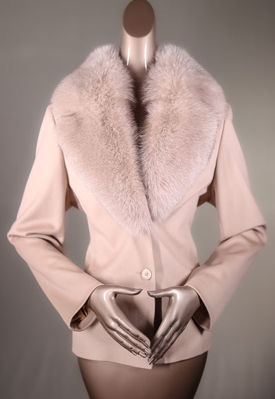 Italian Loro Piana Wool Jacket with Large Fox Collar