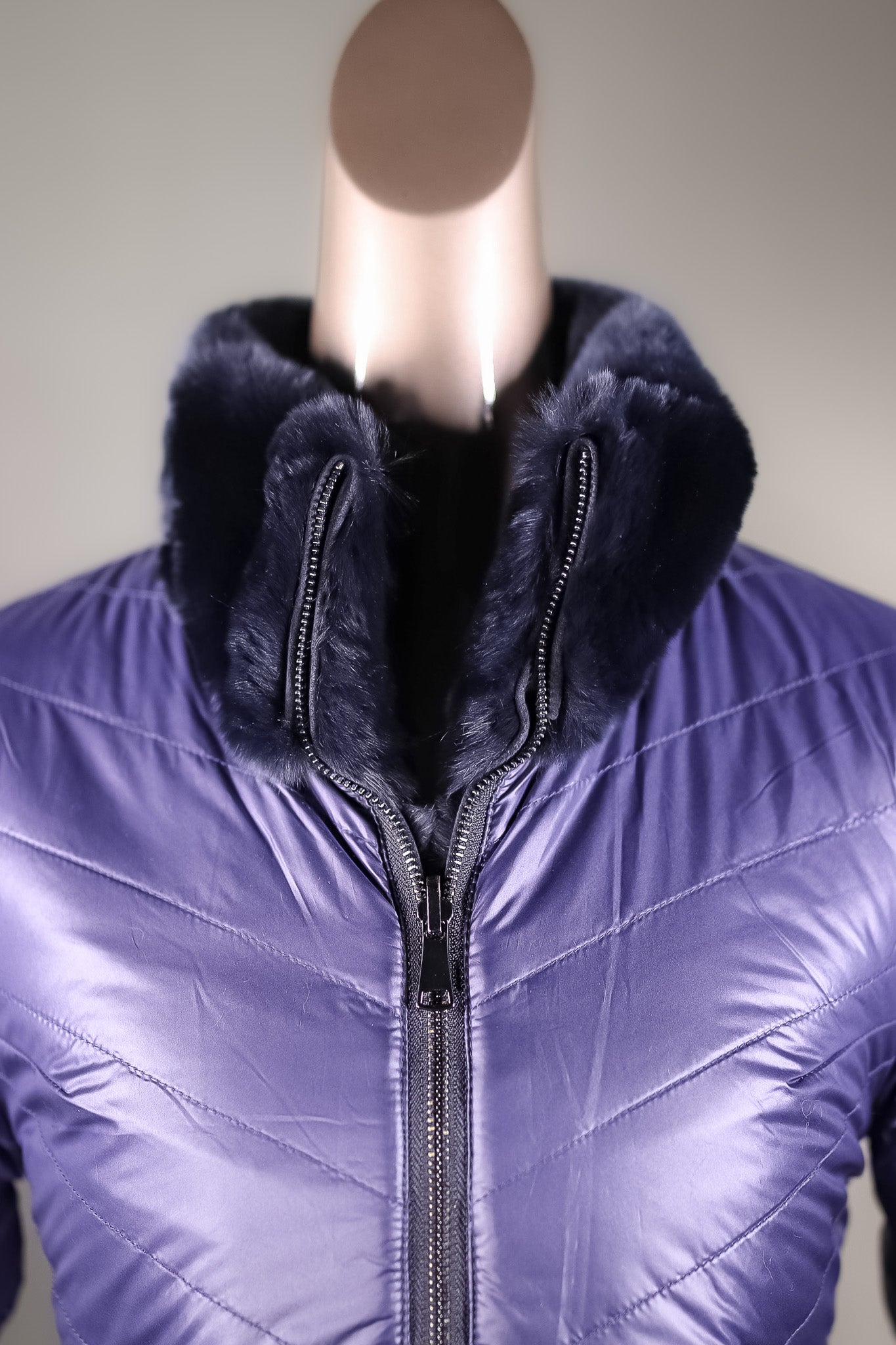 Chinchilla REX Rabbit Chevron-Paneled Reversible Jacket