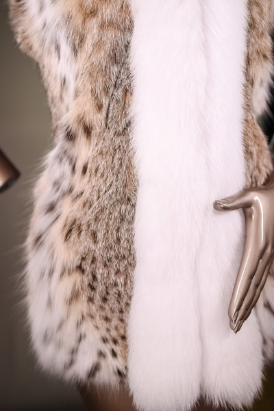 Full-Skin American Lynx Vest with White Fox Tuxedo
