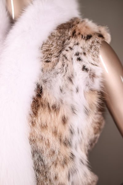 Full-Skin American Lynx Vest with White Fox Tuxedo