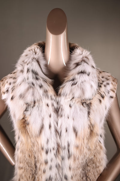 Full-Skin American Lynx Vest with Wing-Tip Collar