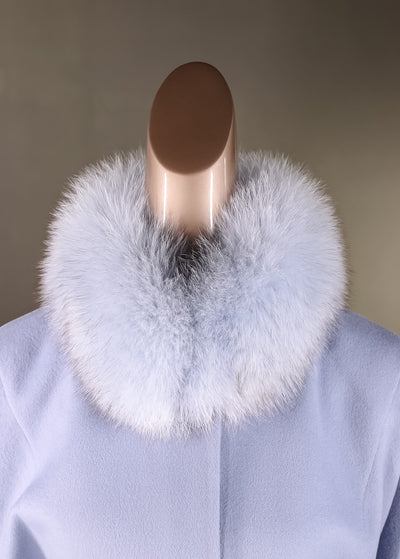 Italian Loro Piana Woven Wool Cape with Fox Collar and Cuffs