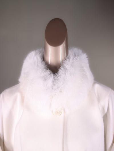 Italian Loro Piana Woven Wool Cape with Fox Collar and Cuffs