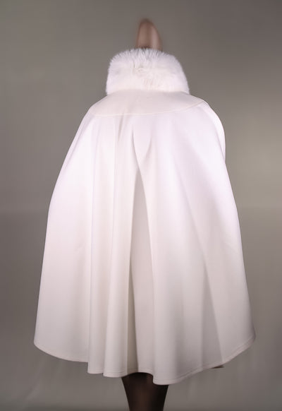 Italian Loro Piana Woven Wool Cape with Fox Collar and Cuffs