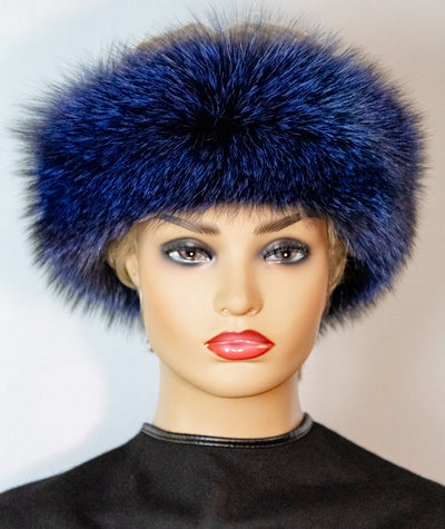 Electric Blue Fox Headband with Velcro